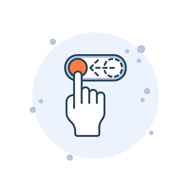 Ilustración vectorial de icono de toggle de dibujos animados Deslizar a la izquierda en el fondo de burbujas Concepto de signo Onoff