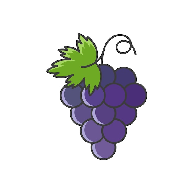 Ilustración vectorial del icono de la uva Ramo en un fondo aislado Concepto de signo de la vid