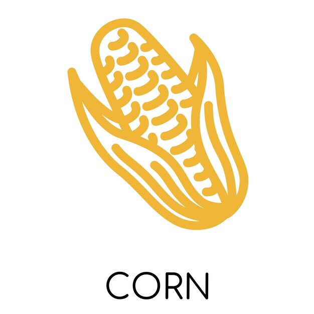 Ilustración vectorial del icono vegetal de la línea de grasa de maíz