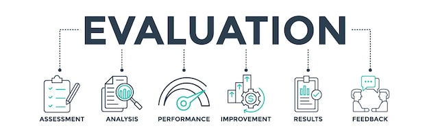 Ilustración vectorial del icono web del banner de evaluación para el sistema de evaluación empresarial