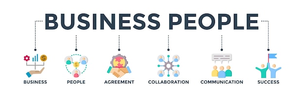 Ilustración vectorial de icono web de banner de personas de negocios para el liderazgo corporativo