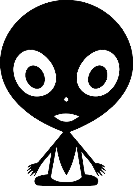 Vector ilustración vectorial de íconos aislados en blanco y negro de alien