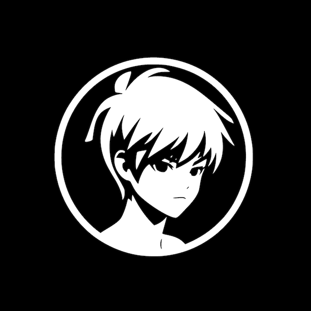 Vector ilustración vectorial de íconos aislados en blanco y negro de anime