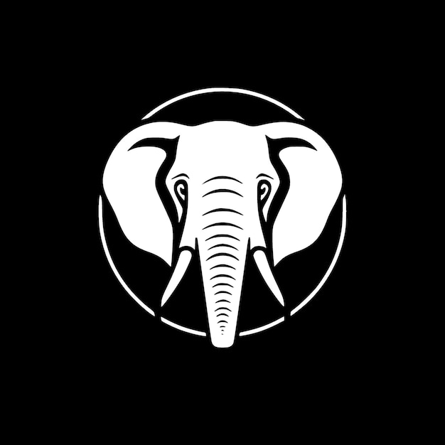 Ilustración vectorial de íconos aislados en blanco y negro de elefante