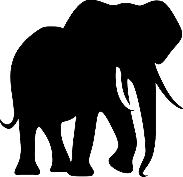 Ilustración vectorial de íconos aislados en blanco y negro de elefante