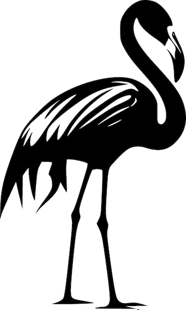 Vector ilustración vectorial de íconos aislados en blanco y negro de flamingo