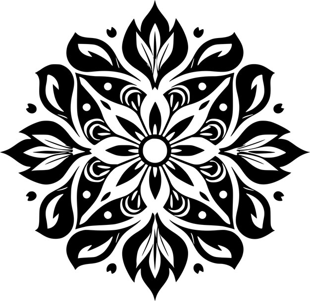 Vector ilustración vectorial de íconos aislados en blanco y negro de mandala