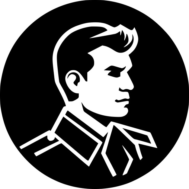 Vector ilustración vectorial de íconos aislados militares en blanco y negro