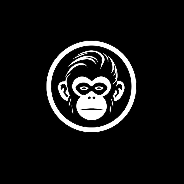 Ilustración vectorial de íconos aislados de mono en blanco y negro
