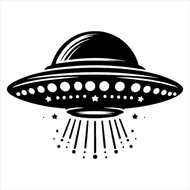 Ilustración vectorial de íconos aislados de ovnis en blanco y negro