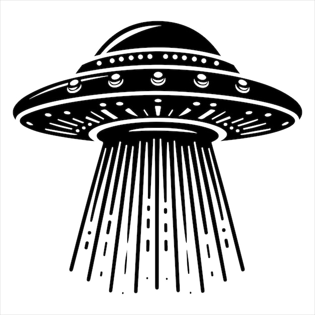 Ilustración vectorial de íconos aislados de ovnis en blanco y negro