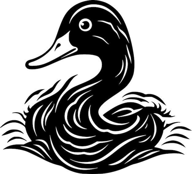 Ilustración vectorial de íconos aislados de pato en blanco y negro