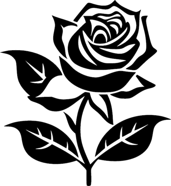 Ilustración vectorial de iconos aislados de rosas negras y blancas