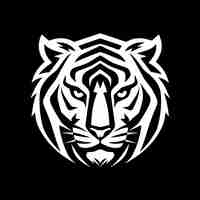 Vector ilustración vectorial de íconos aislados de tigre en blanco y negro