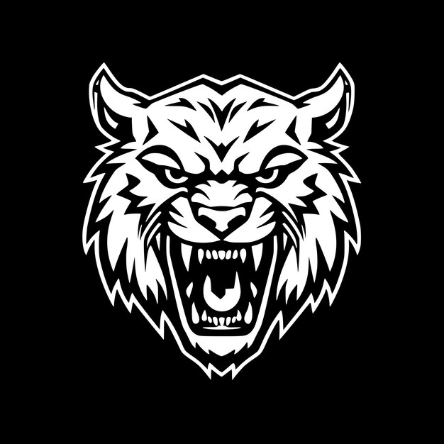 Vector ilustración vectorial de íconos aislados de tigre en blanco y negro