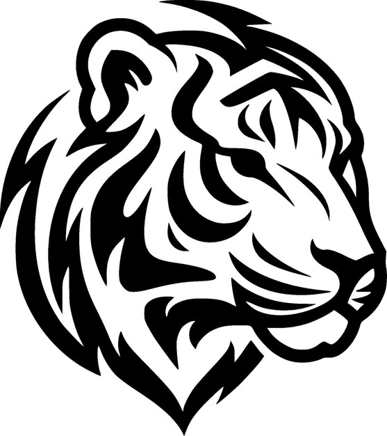 Vector ilustración vectorial de íconos aislados de tigre en blanco y negro