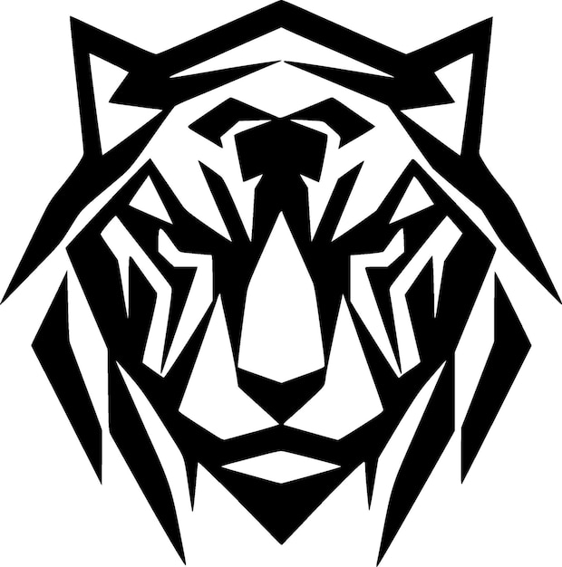 Ilustración vectorial de íconos aislados de tigre en blanco y negro