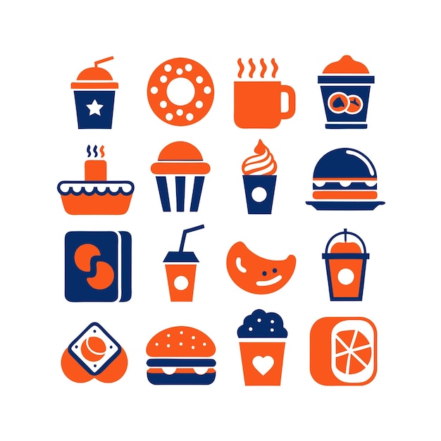 Ilustración vectorial de iconos de alimentos y bebidas para documentos, sitios web y aplicaciones móviles