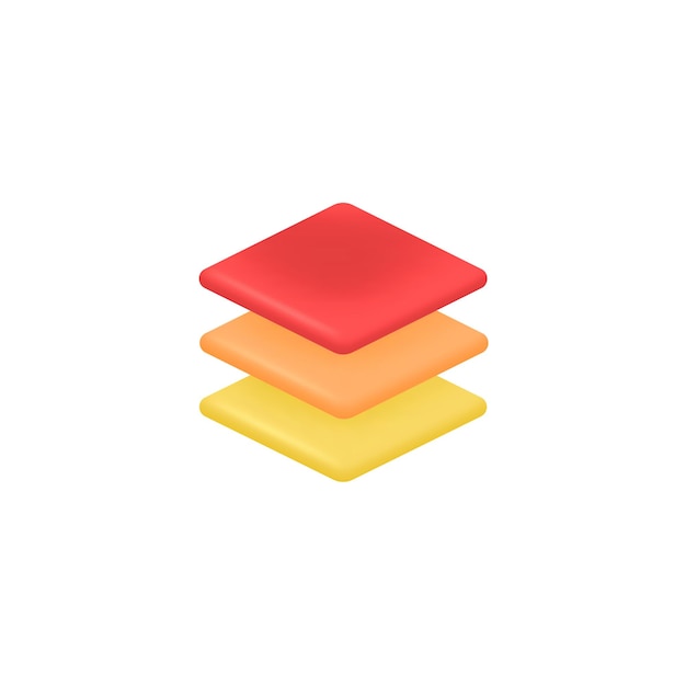 Ilustración vectorial de iconos de capas 3D realistas
