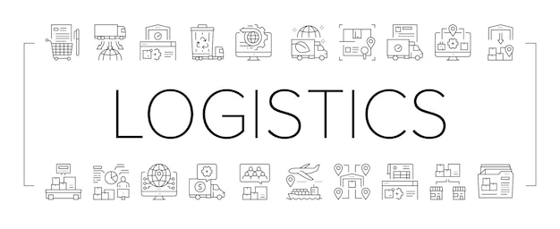 Ilustración vectorial de los iconos de la colección de negocios de logística