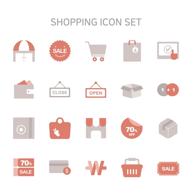 Ilustración vectorial de iconos de compras para compras en línea venta comprar