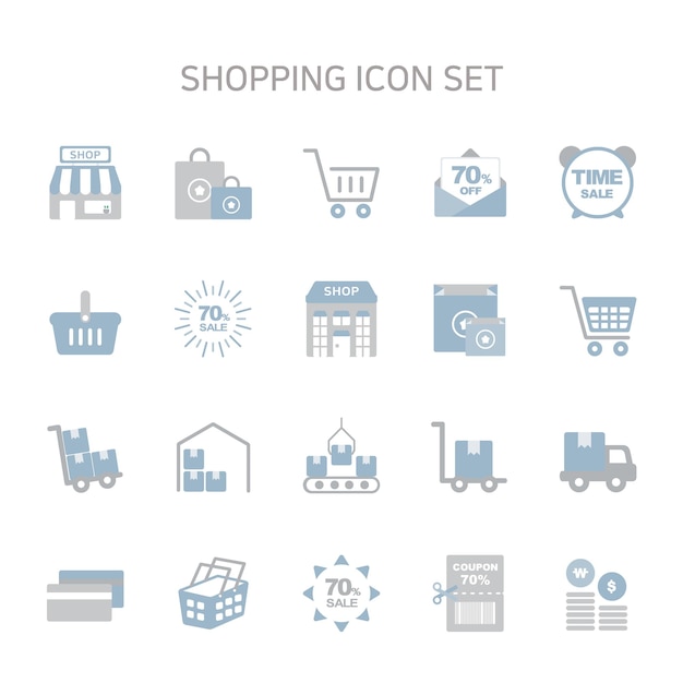 Ilustración vectorial de iconos de compras para compras en línea venta comprar
