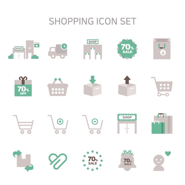 Ilustración vectorial de iconos de compras para compras en línea venta comprar