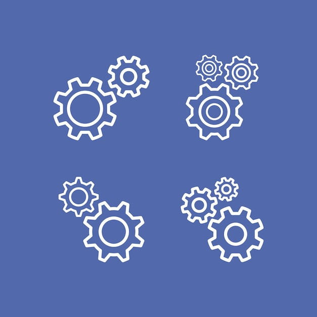 Ilustración vectorial de los iconos de las configuraciones de las engranajes