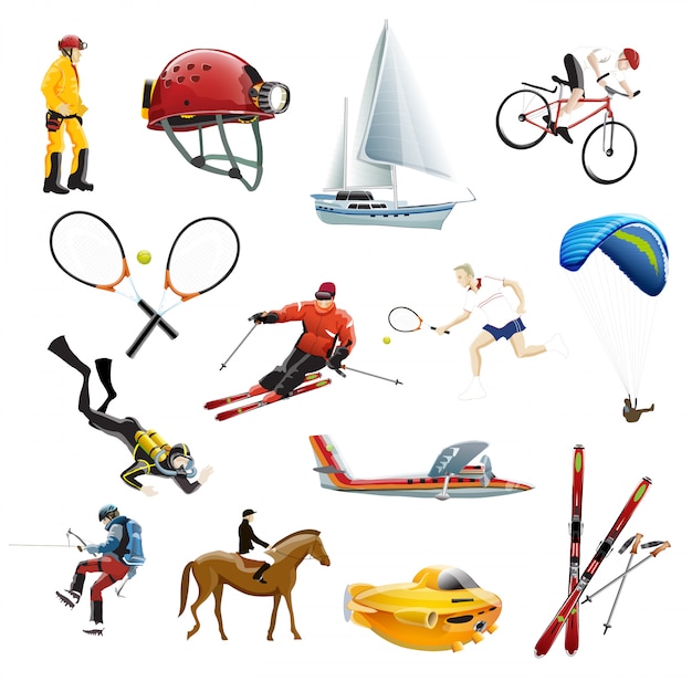 La ilustración vectorial de iconos de deporte extremo