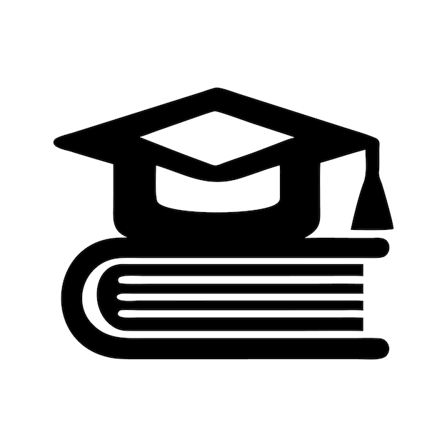 Ilustración vectorial de íconos educativos Un libro con una columna vertebral destrozada que dice graduación en la parte superior