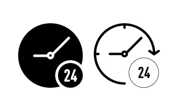 Ilustración vectorial de iconos en línea de 24 horas