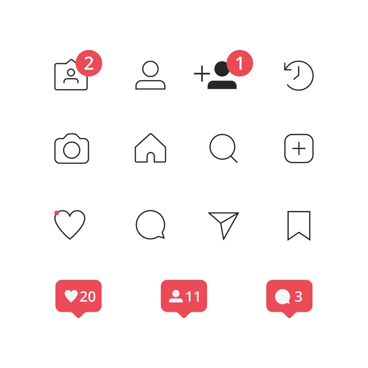 Ilustración vectorial de los íconos de línea del sitio web