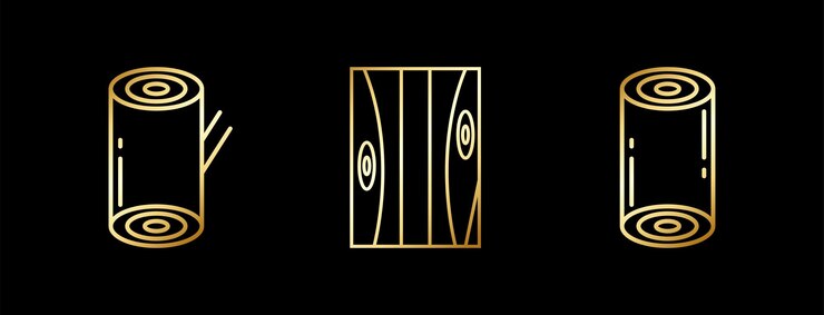 Vector ilustración vectorial de íconos de madera dorada