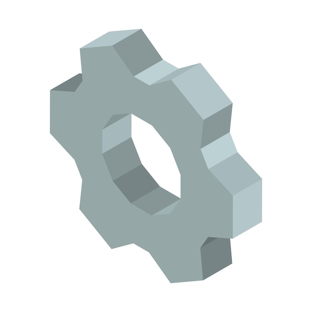 Ilustración vectorial de íconos de negocios 3D de engranajes metálicos aislados en blanco