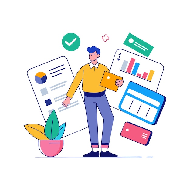 Ilustración vectorial de íconos de negocios y finanzas