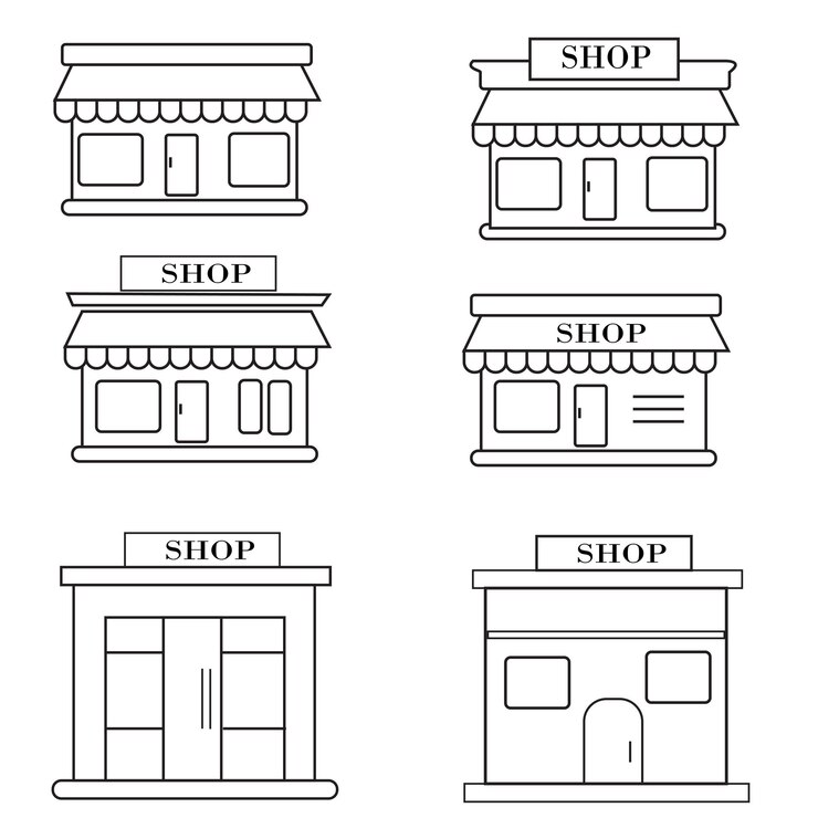 Ilustración vectorial de los iconos de las tiendas