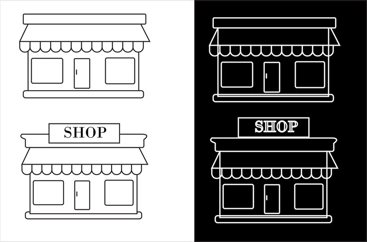 Ilustración vectorial de los iconos de las tiendas