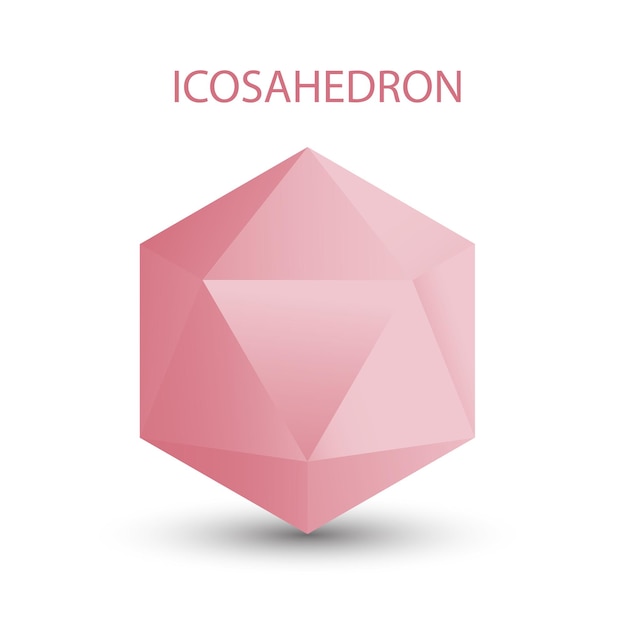 Ilustración vectorial de un icosaedro rosa