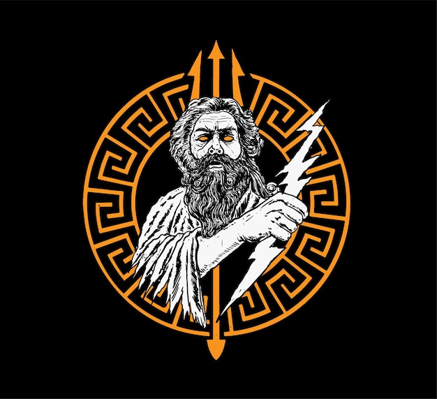 Vector ilustración vectorial de la iluminación de zeus vintage