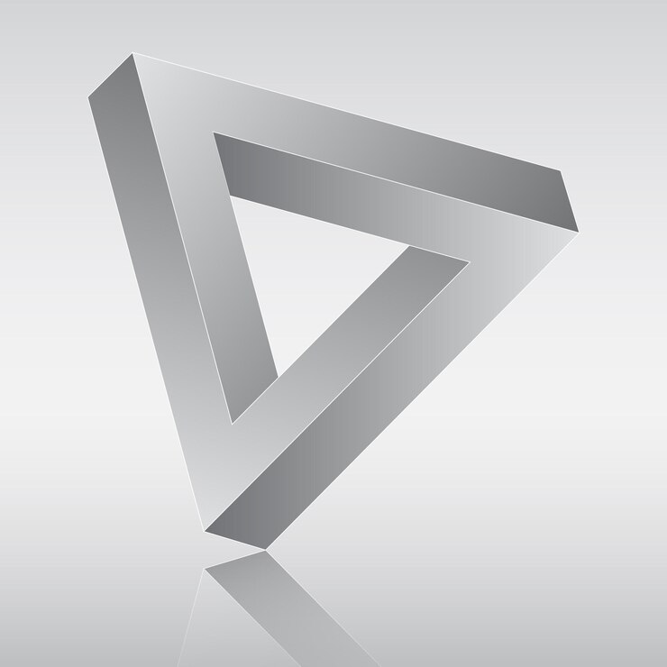 Vector ilustración vectorial de una imagen 3d de una figura triangular con planos cerrados esbozo para la creatividad