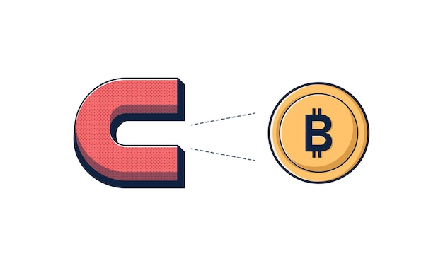 ilustración vectorial de imán atrayendo bitcoin