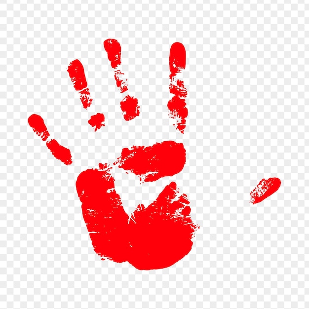 Ilustración vectorial de impresión de mano roja en fondo transparente