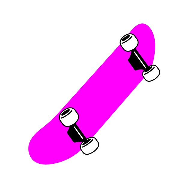 Vector ilustración vectorial imprimible de patineta rosa aislada impresión fría