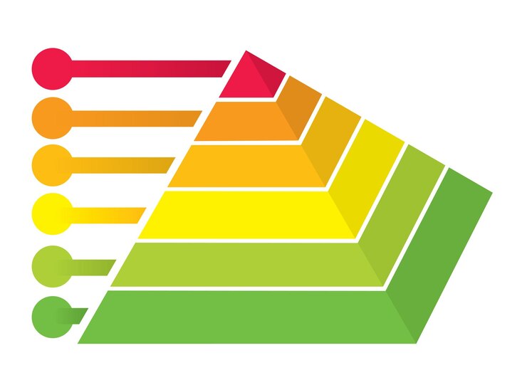 Vector ilustración vectorial de la infografía de la pirámide colorida aislada en blanco