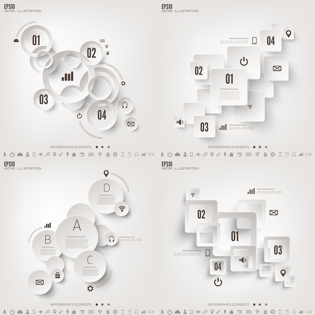 Ilustración vectorial de infografías conjunto de diagrama o plantilla de gráfico con pasos de información comercial y
