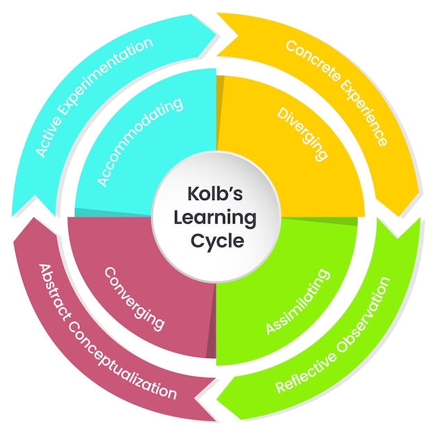 Ilustración vectorial infográfica del ciclo de aprendizaje de Kolb