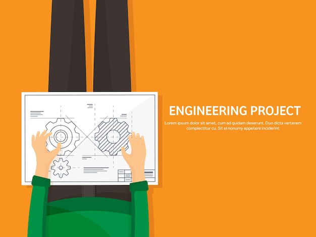 Ilustración vectorial ingeniería y arquitectura dibujo construcción diseño de proyectos arquitectónicos