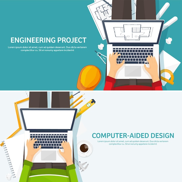 Ilustración vectorial ingeniería y arquitectura dibujo construcción diseño de proyectos arquitectónicos