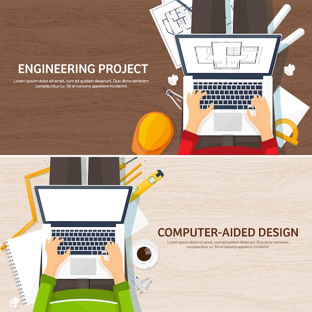 Ilustración vectorial ingeniería y arquitectura dibujo construcción diseño de proyectos arquitectónicos