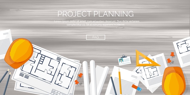 Ilustración vectorial de ingeniería y arquitectura dibujo y proyecto arquitectónico de construcción